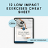 12 Low Impact Exercises Cheat Sheet