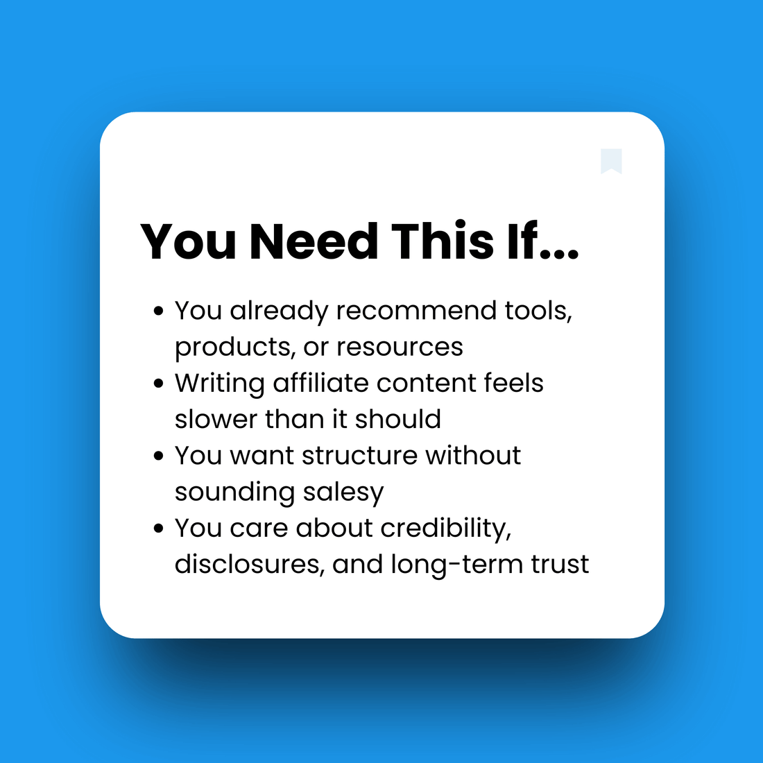 Text on a white square with a blue background