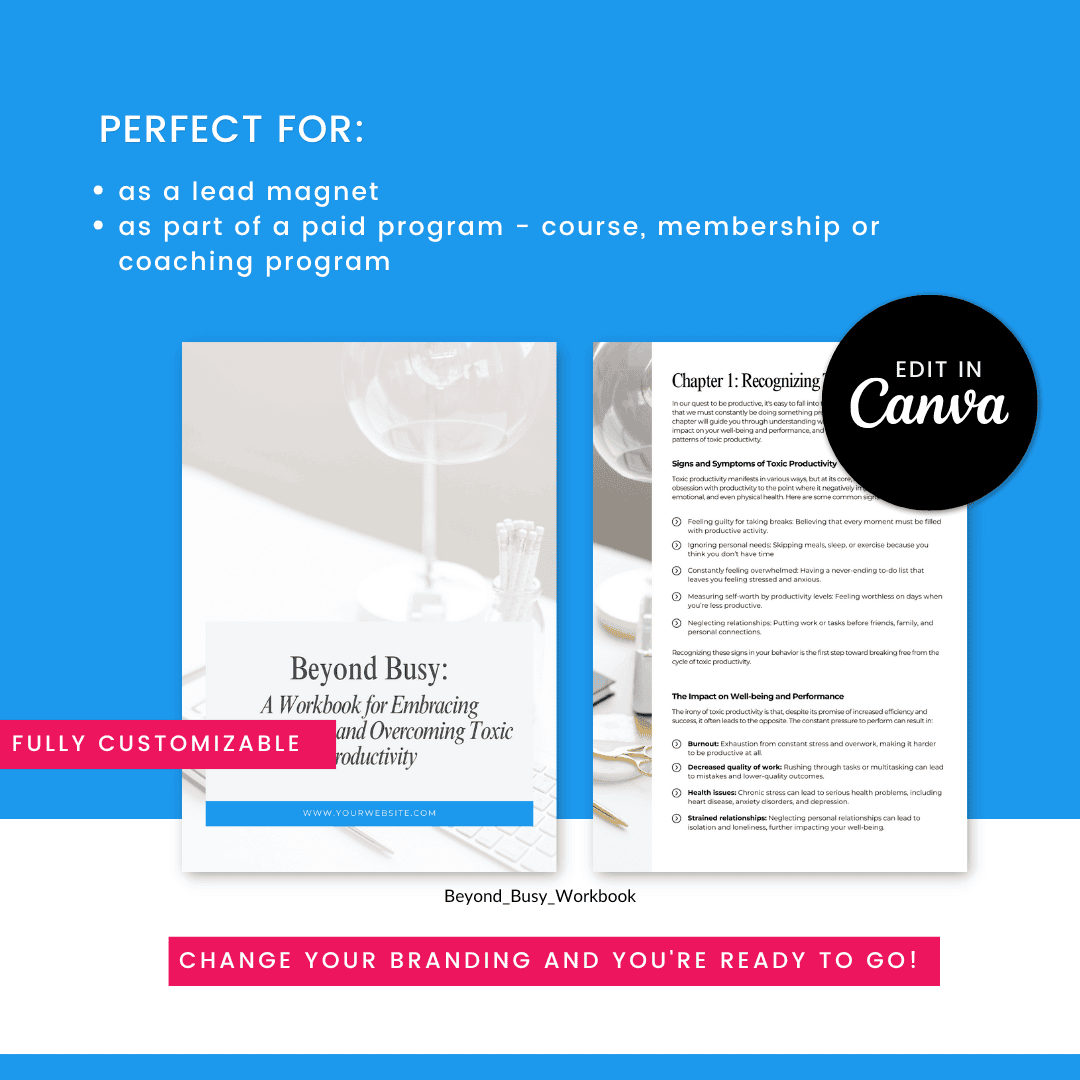 Beyond Busy Workbook Perfect For Lead Magnet And Paid Program