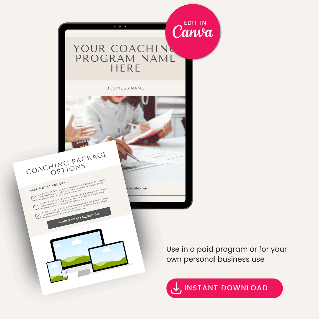 Business Coaching Program Template Info