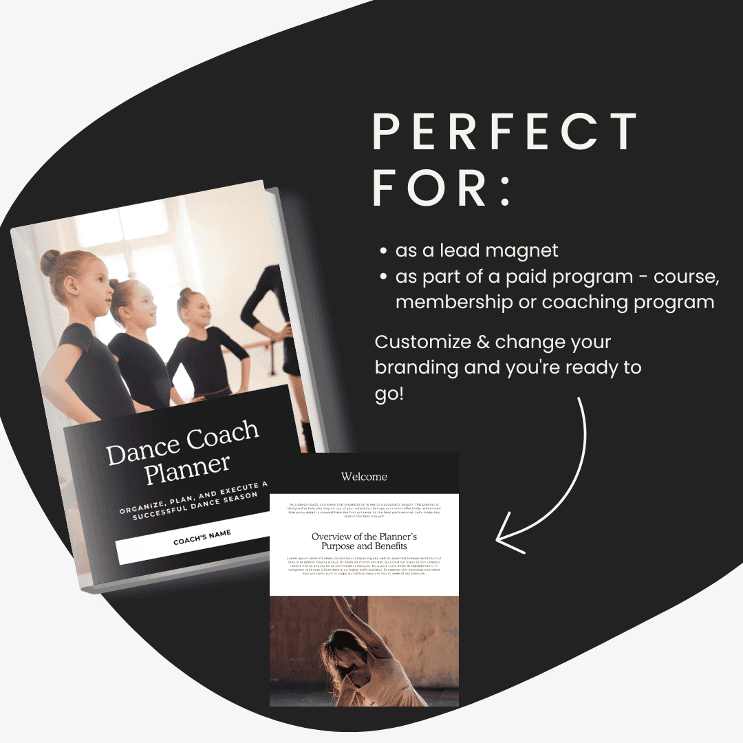 Dance Coach Planner Perfect For Lead Magnet And Paid Program