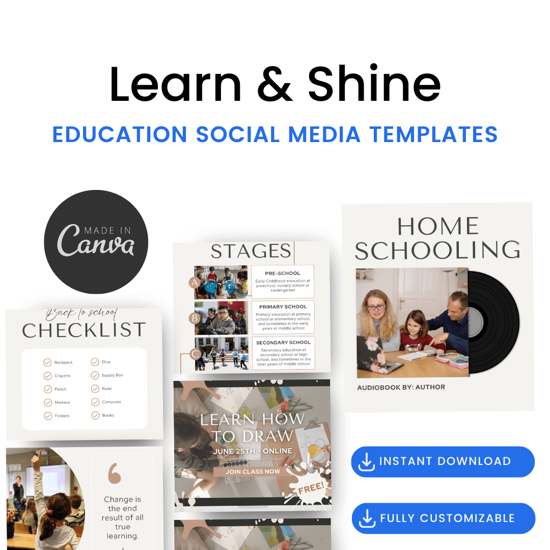 Learn & Shine Education Social Media Templates