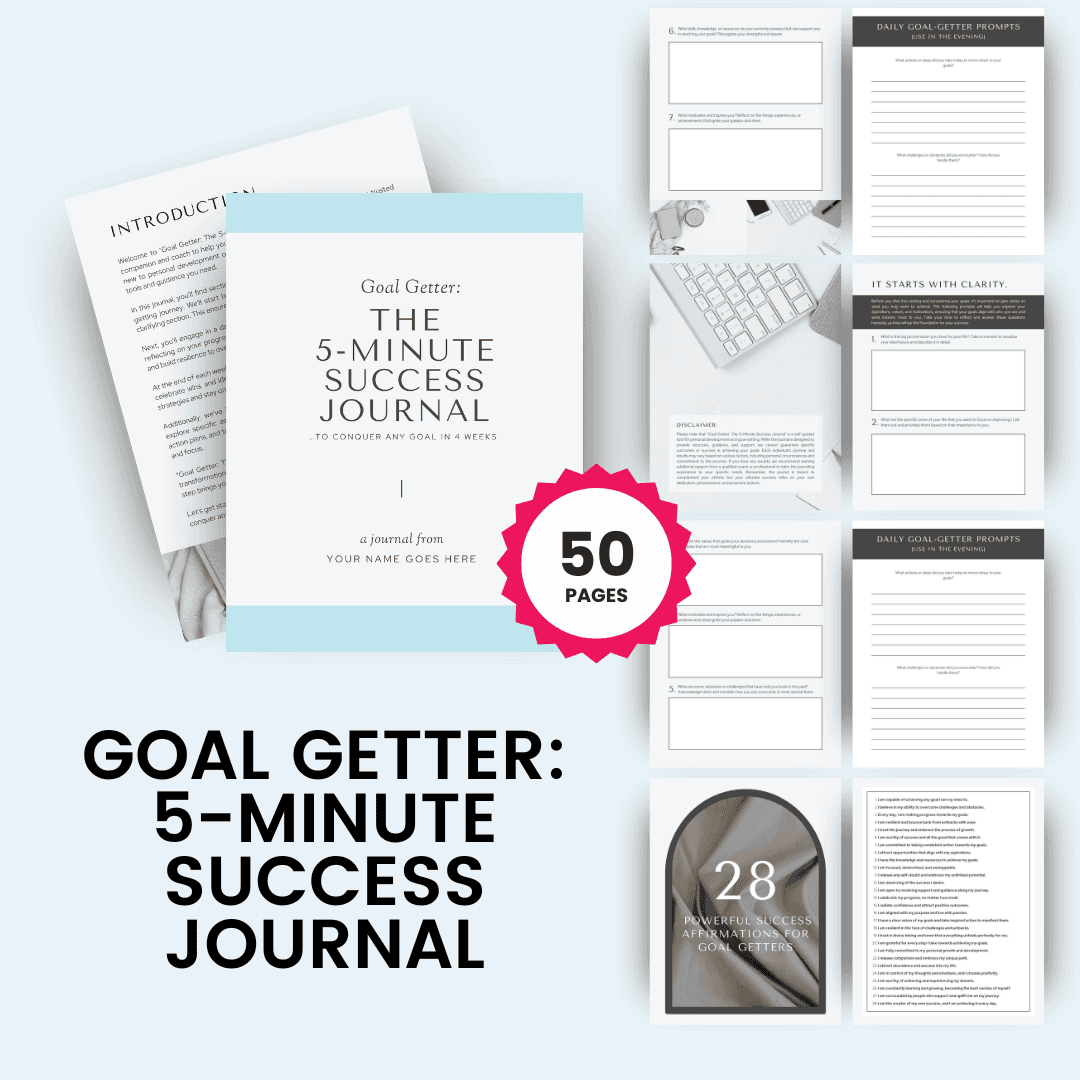 Goal Getter: 5-Minute Success Journal Mockup