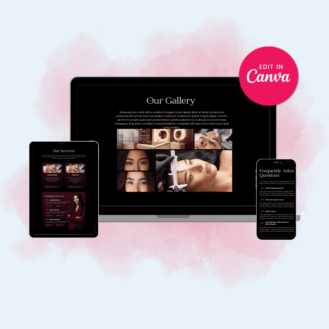 Microblading Canva Website Template Images