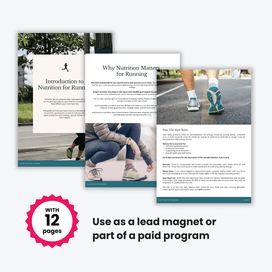 Nutrition For Runners Perfect For Lead Magnet And Paid Program