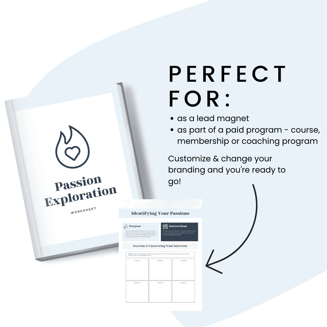 Passion Exploration Worksheet Perfect For Lead Magnet And Paid Program