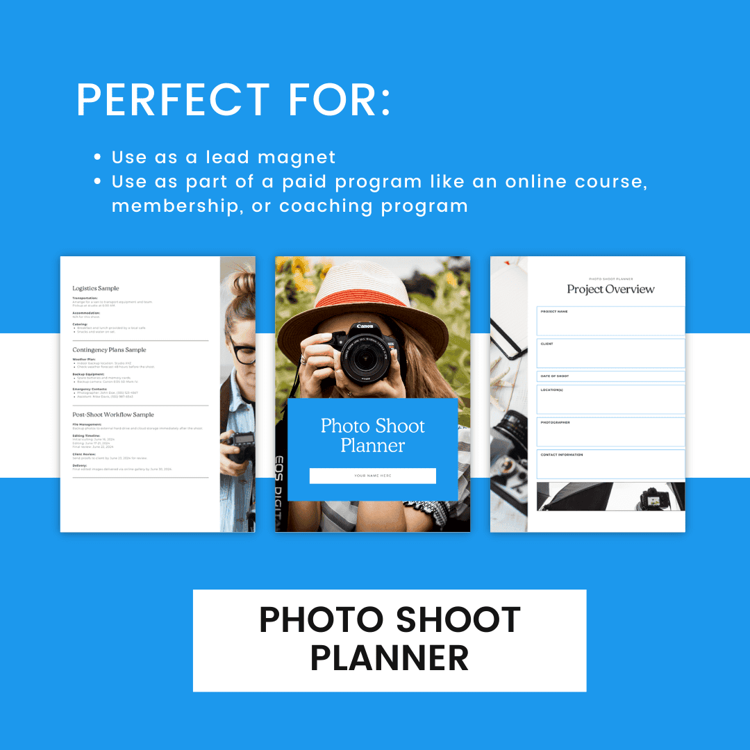 Photo Shoot Planner Perfect For Lead Magnet And Paid Program
