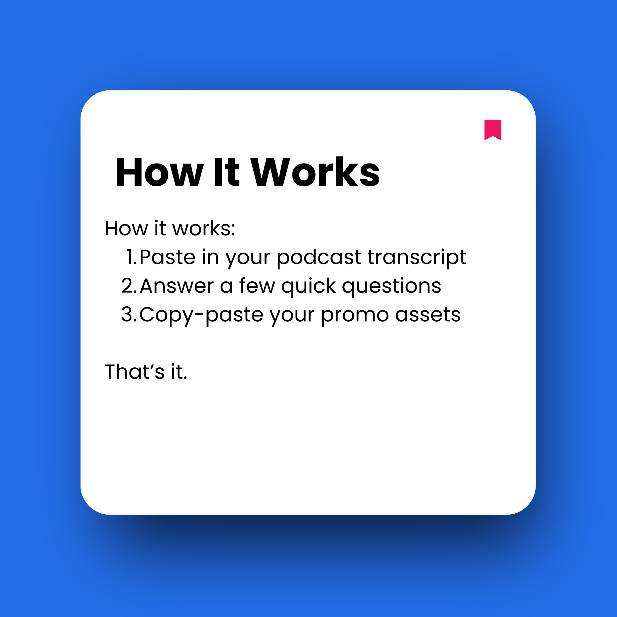 Instructions on how to use a service with a white square on a blue background