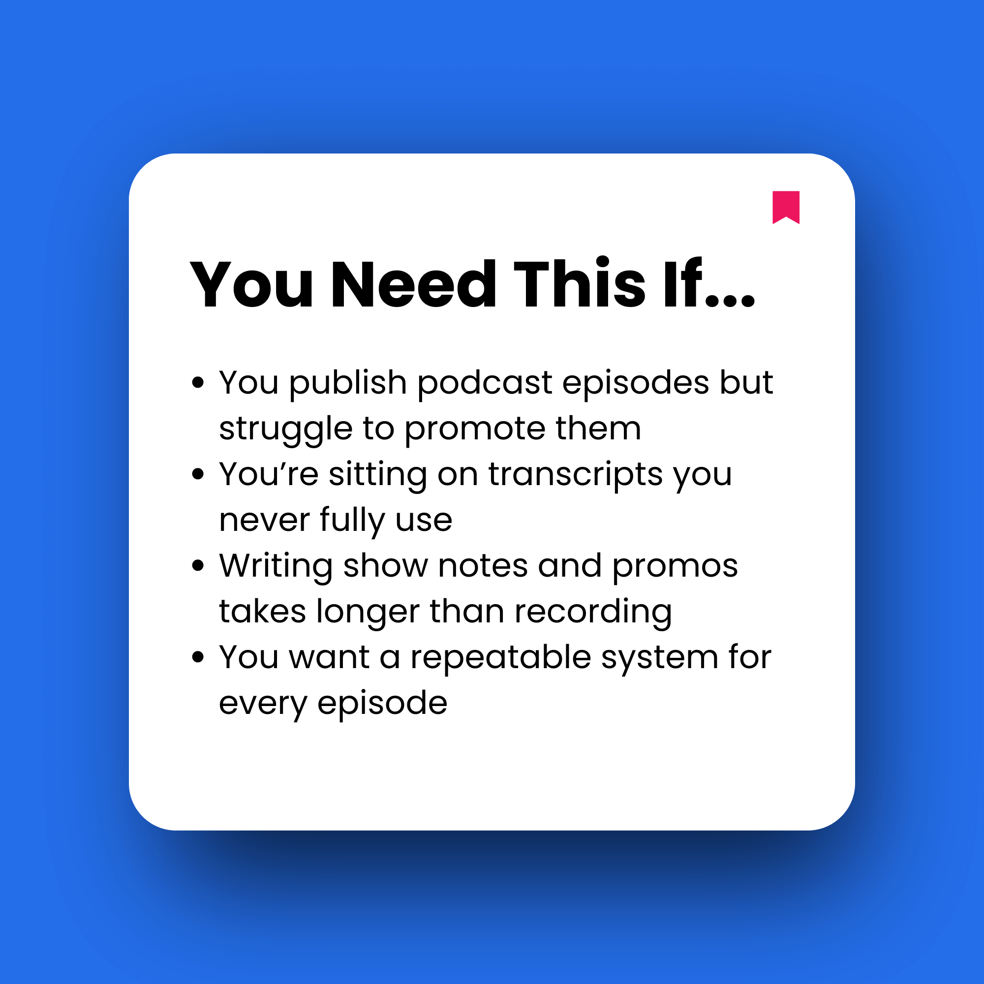 Text on a white square with a blue background, listing scenarios for needing a solution.