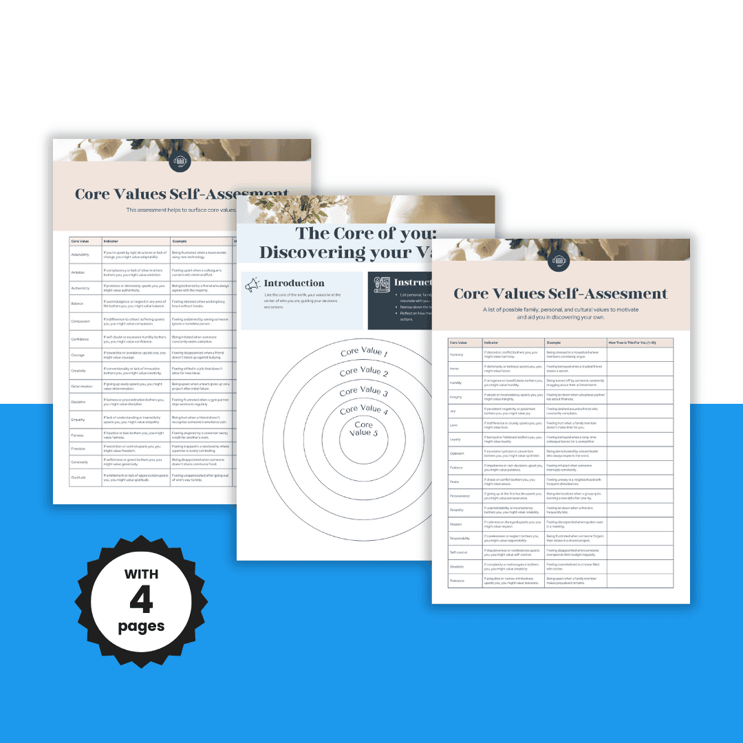 The Core of You: Discovering Your Values Worksheet Template