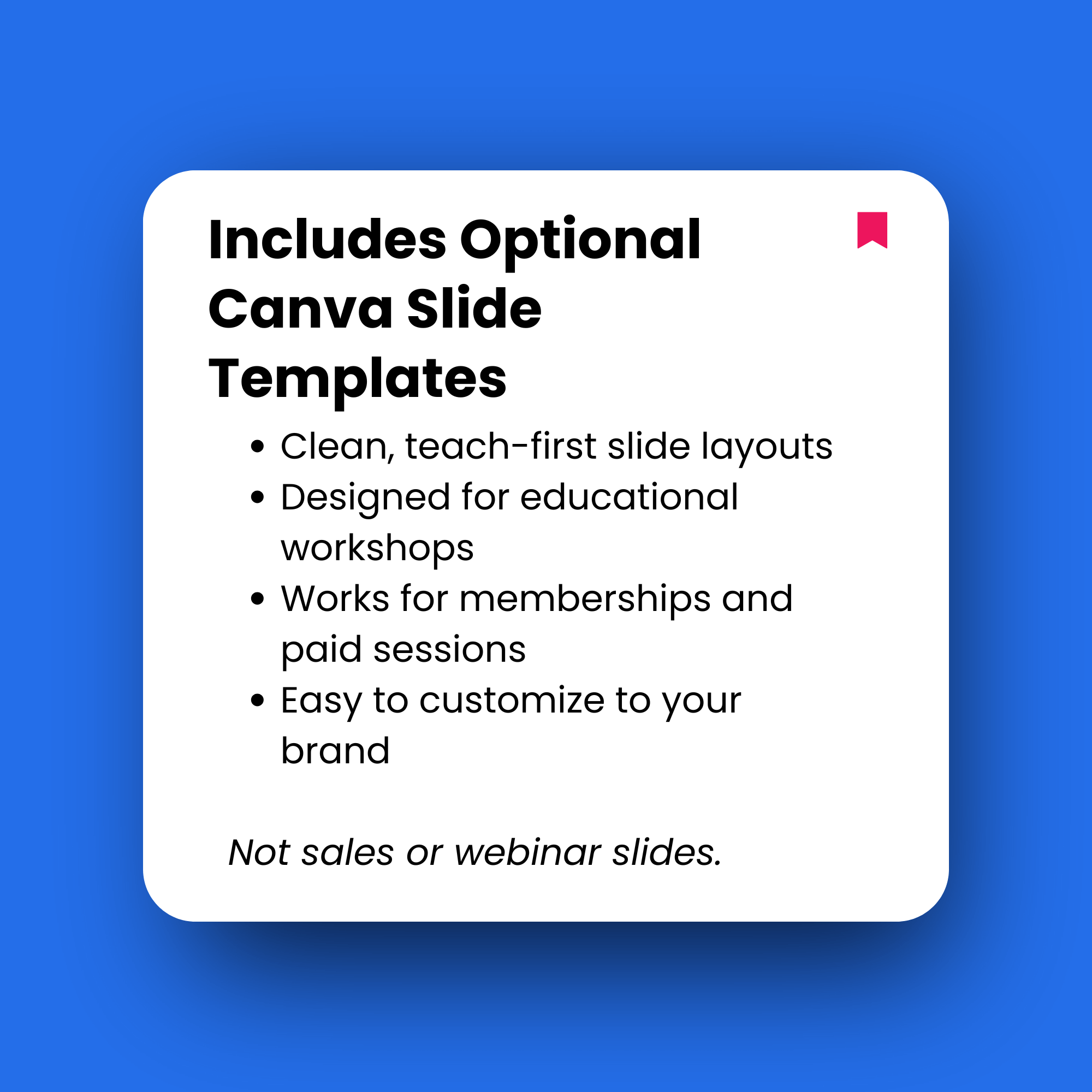 Text box with Canva slide templates information on a blue background