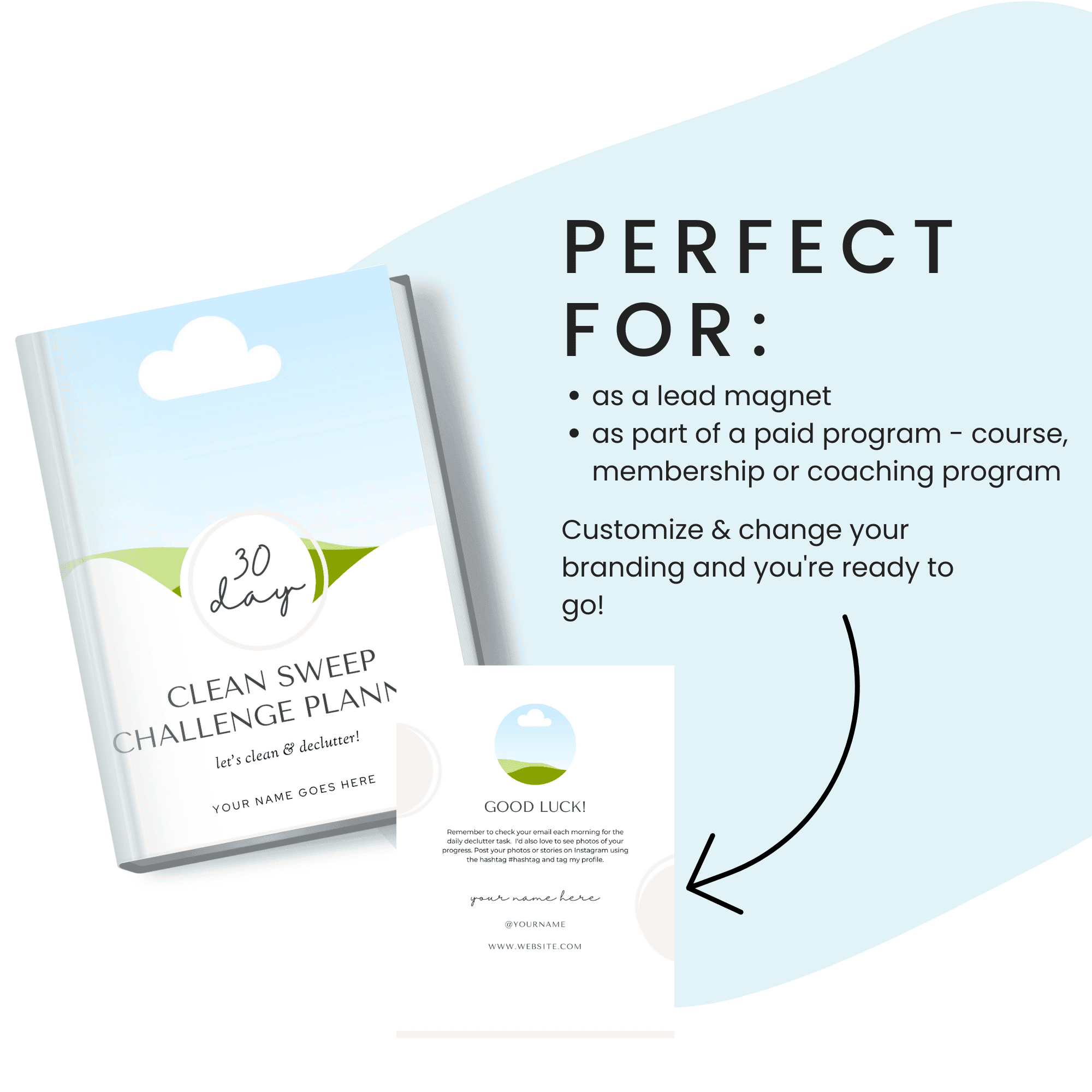 30-Day Clean Sweep Challenge Planner Perfect for Lead Magnet and Paid Program