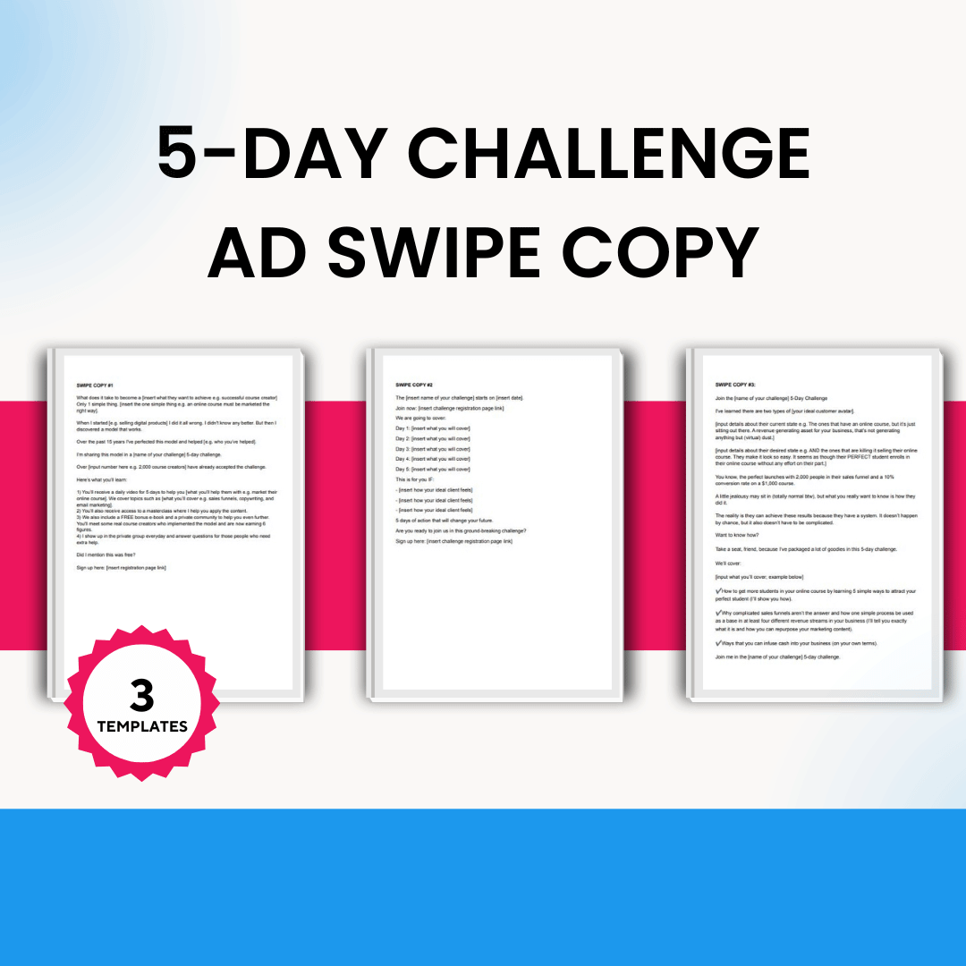 Ad Copy Toolbox 5 Day Challenge Swipe Copy