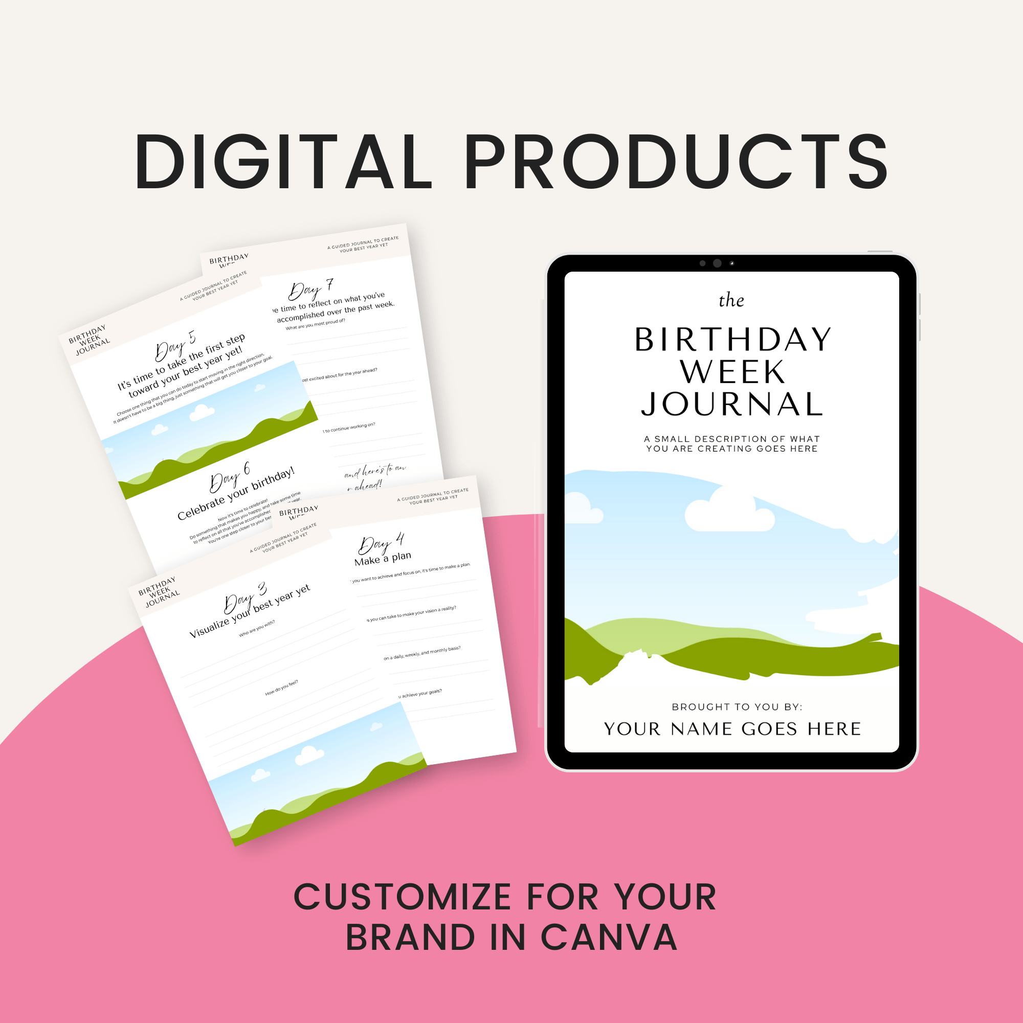 Birthday Week Journal Digital Products Customize in Canva