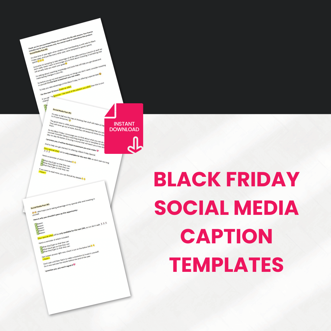 Black Friday Done For You Promo Bundle Social Media Caption Templates