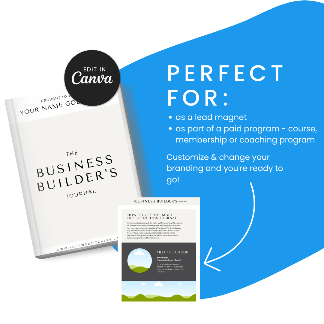 Business Builders Journal For Lead Magnet And Paid Program