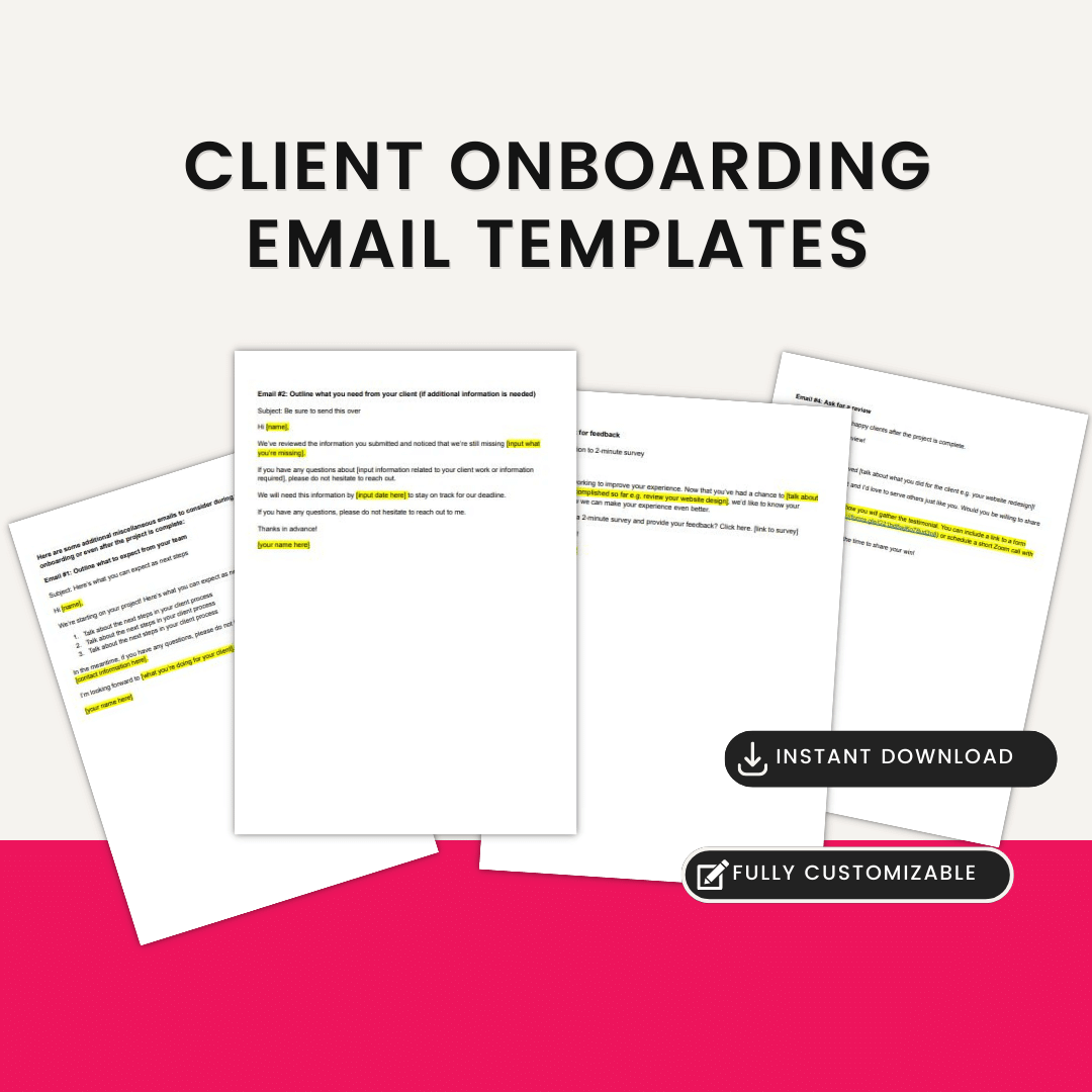 Freelancer Starter Kit Client Onboarding Email Templates