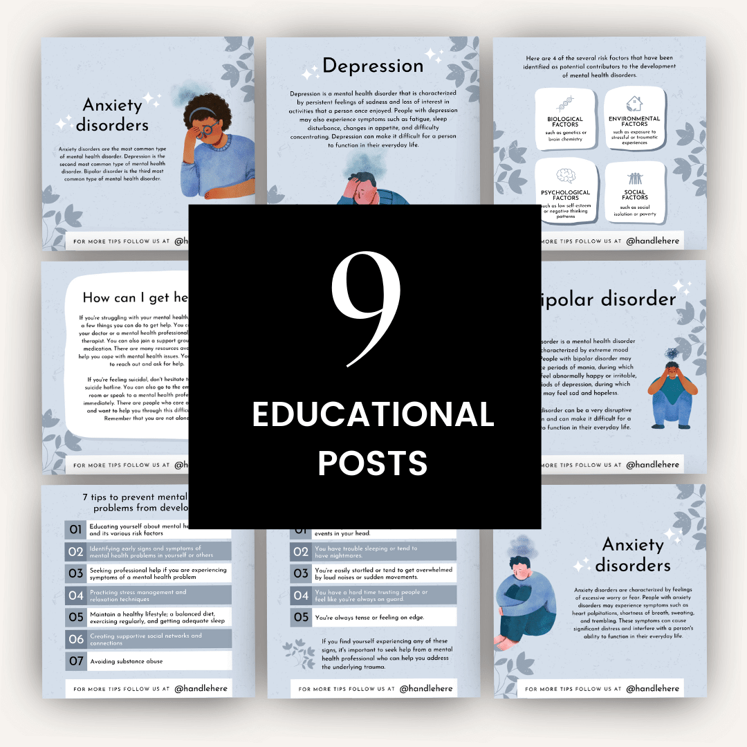Mental Health Social Media Bundle 9 Educational Posts