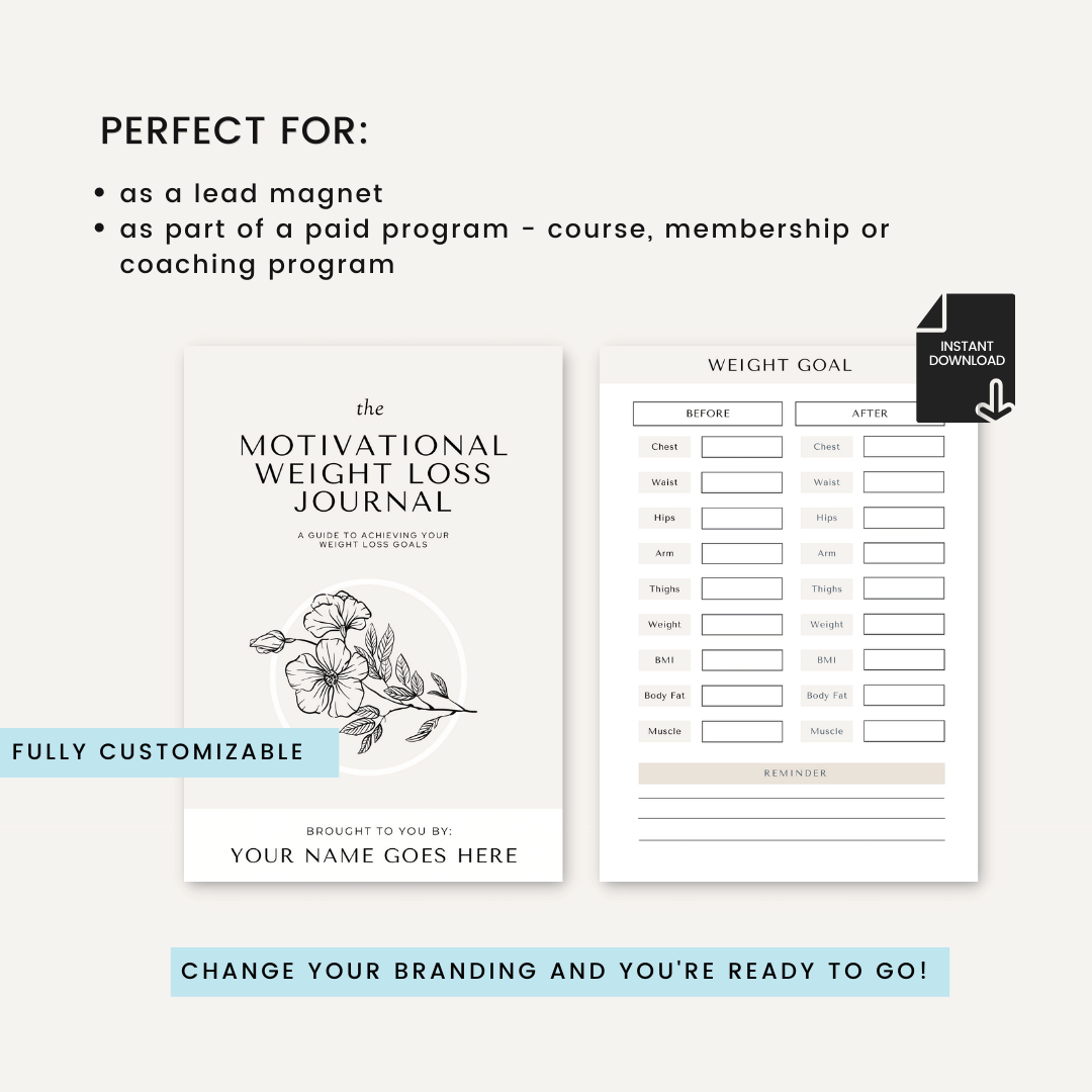 Motivational Weight Loss Journal For Women Lead Magnet And Paid Program