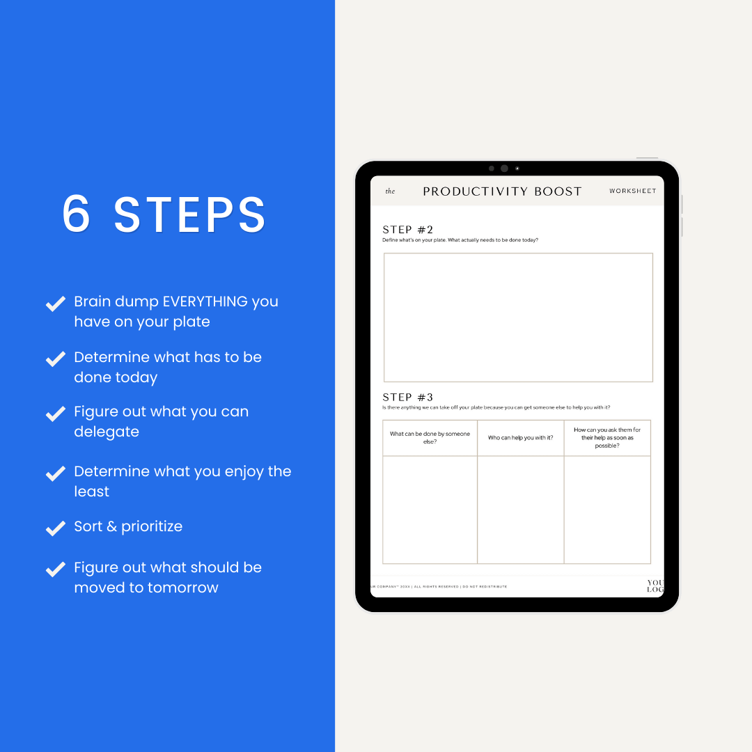 Productivity Boost Worksheet 6 Steps