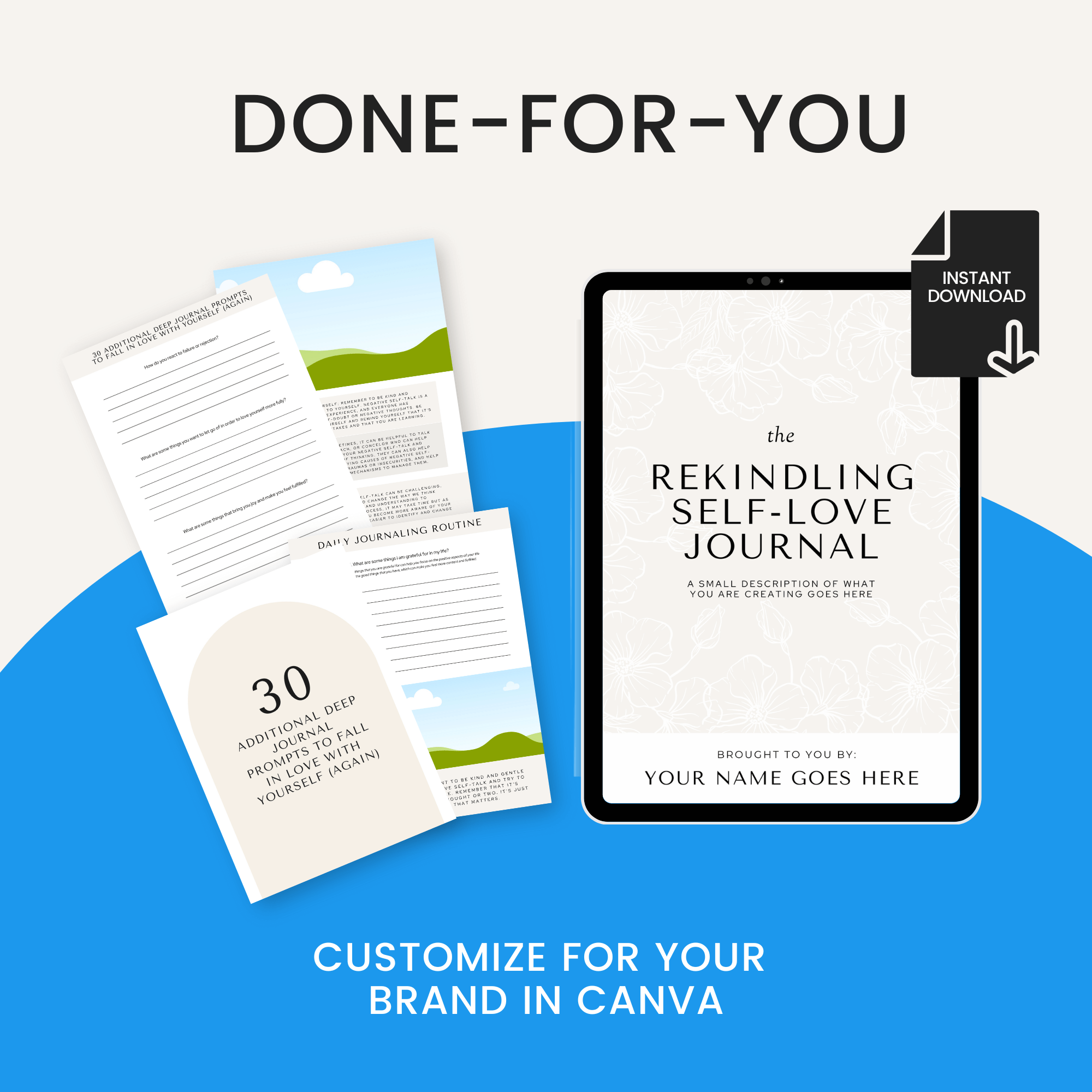 Rekindling Self Love Journal done for you customizable in Canva