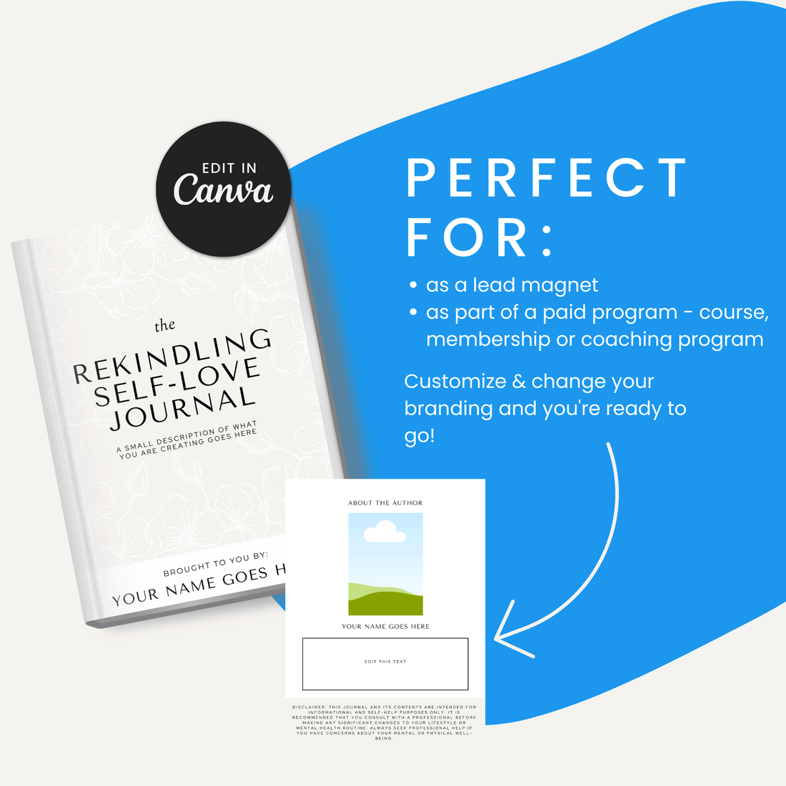 Rekindling Self Love Journal Perfect for Lead Magnet or as Part of a Paid Program like an online course or membership