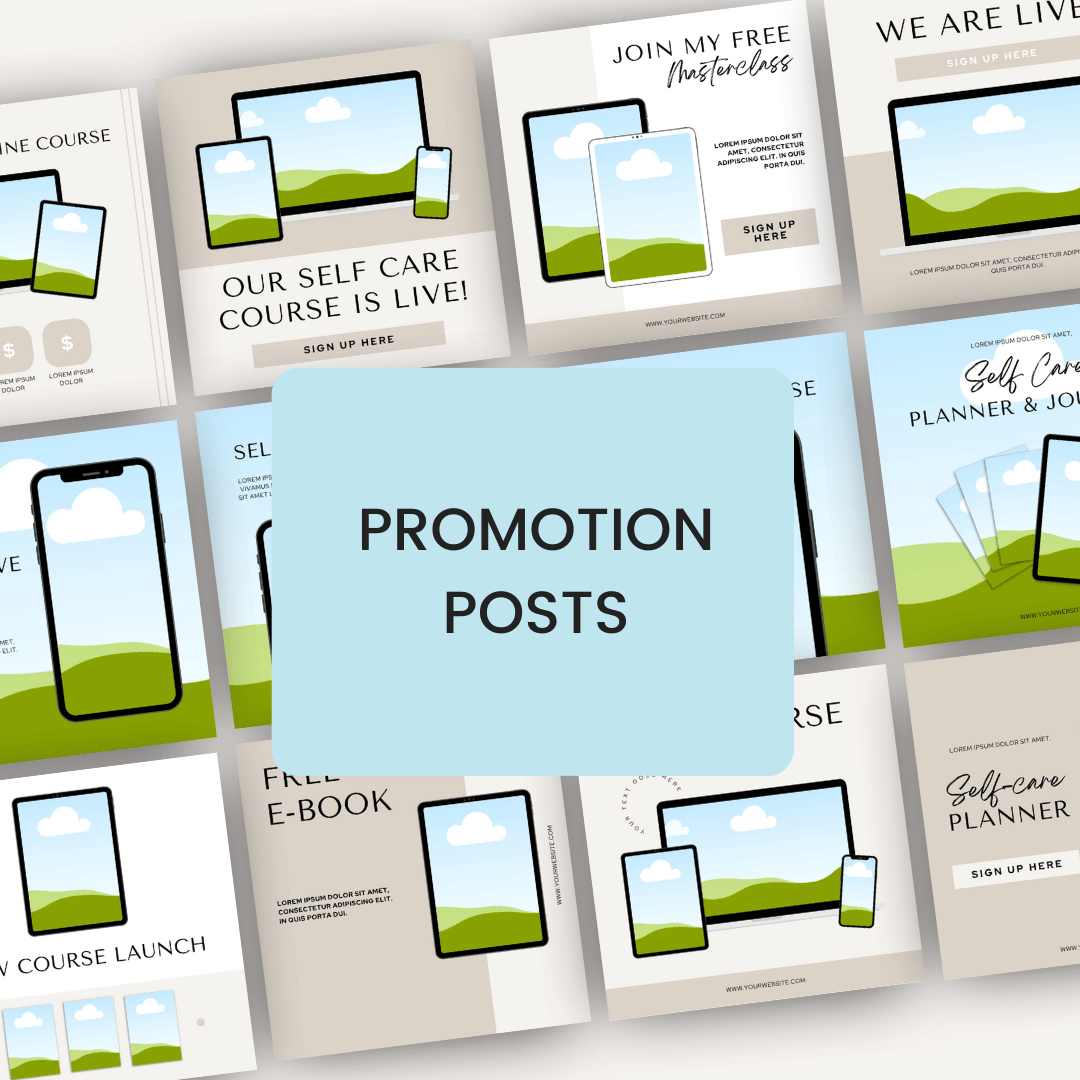 Self Care Challenge And Course Promo Kit Promotion Posts