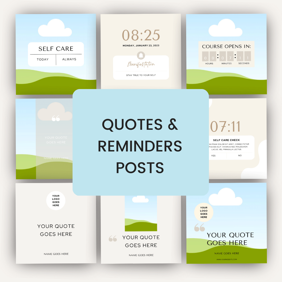 Self Care Challenge And Course Promo Kit Quotes And Reminders Posts