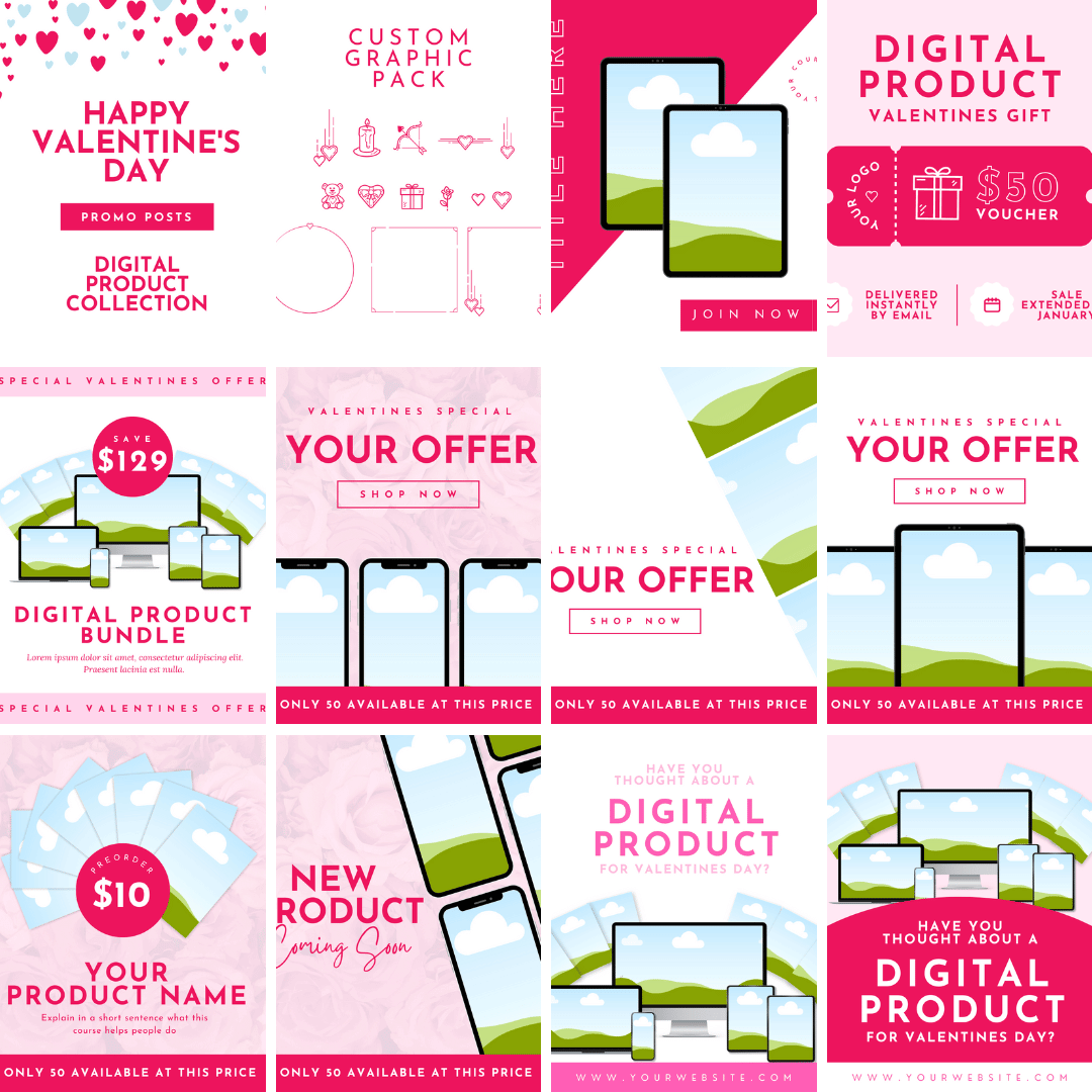 Valentines Day Digital Product Social Media Images