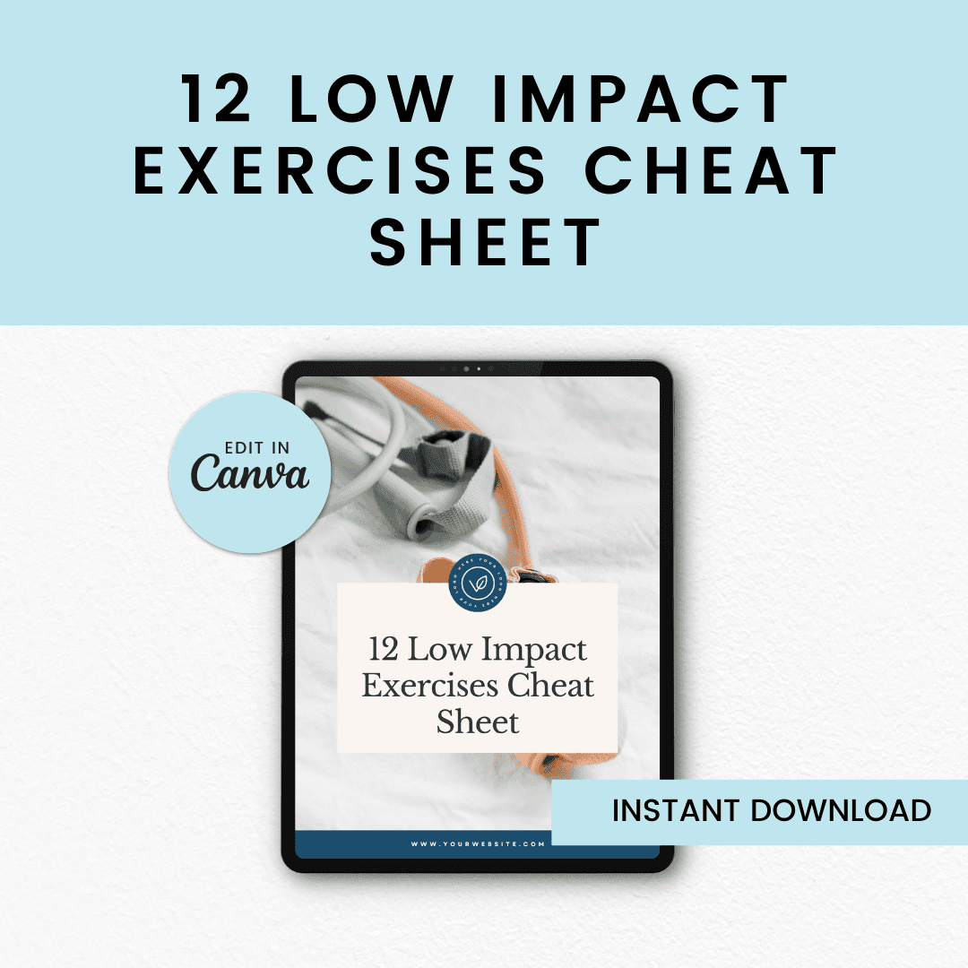 12 Low Impact Exercises Cheat Sheet
