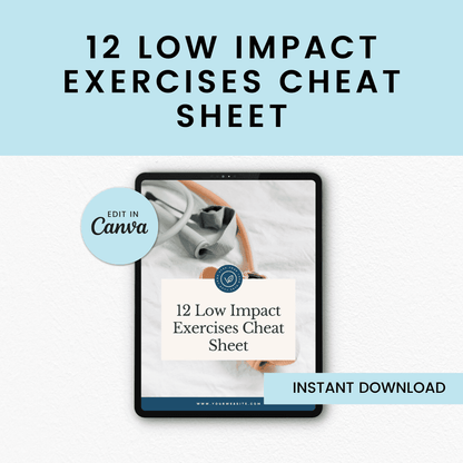 12 Low Impact Exercises Cheat Sheet
