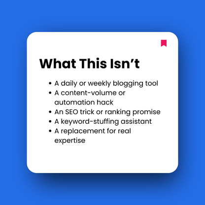 White square with text on a blue background