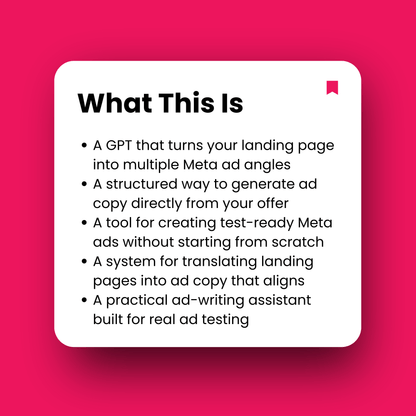 White square with text on a pink background