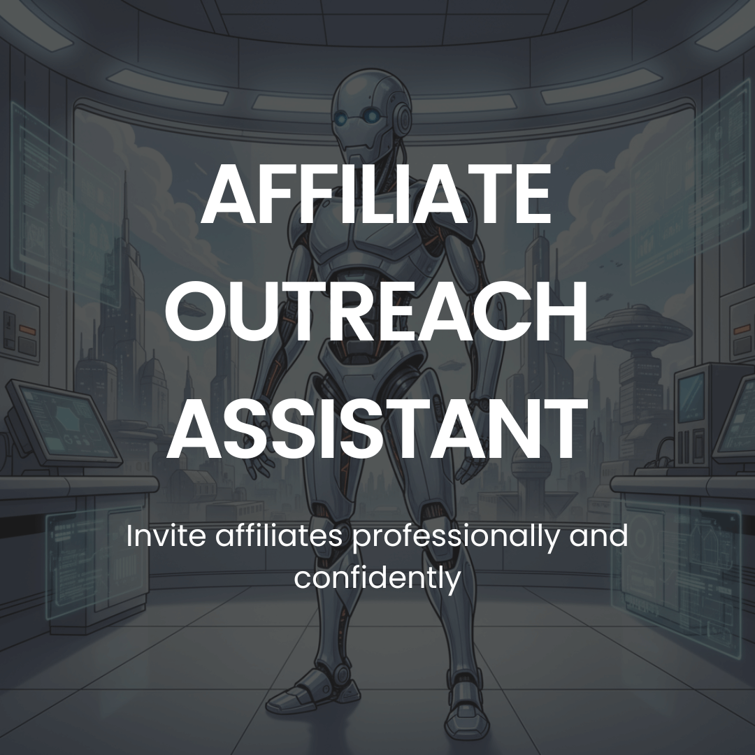 Robotic figure in a futuristic room with text overlay &