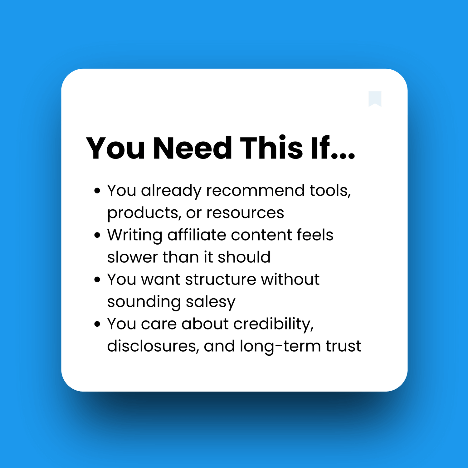 Text on a white square with a blue background