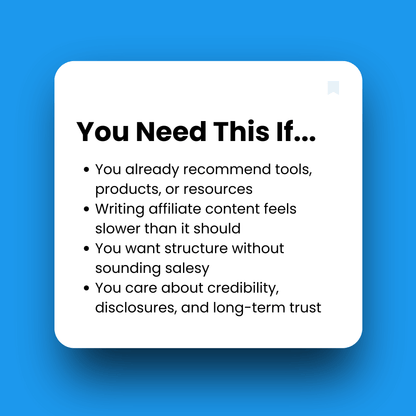 Text on a white square with a blue background