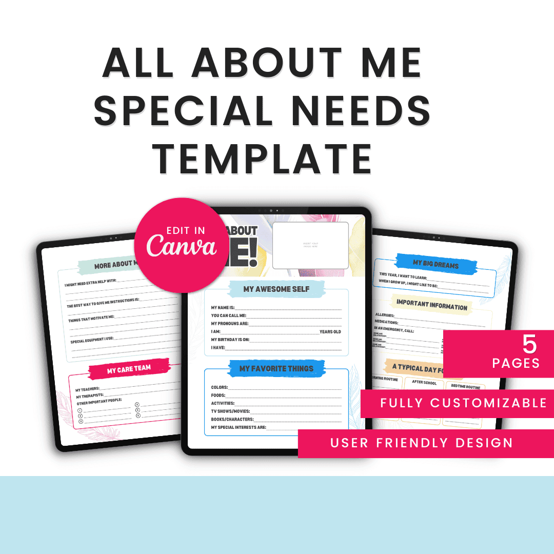 All About Me Special Needs Template