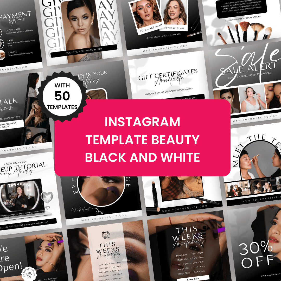 Beauty Boost Business Bundle Instagram Template Beauty Black And White