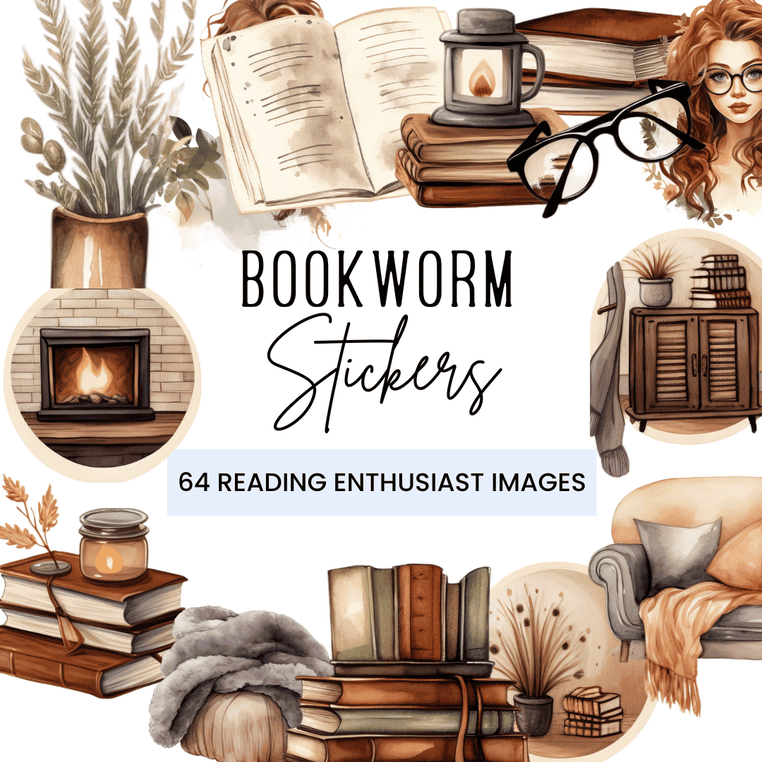 Bookworm Digital Stickers