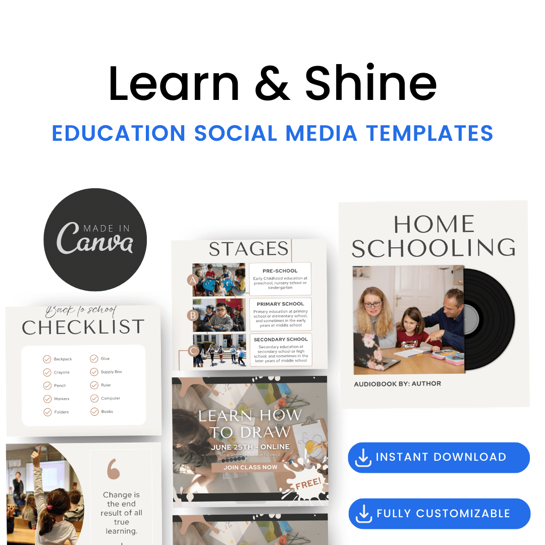 Learn &amp; Shine Education Social Media Templates