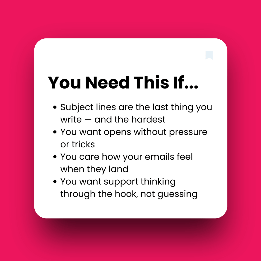 White square with text on a pink background