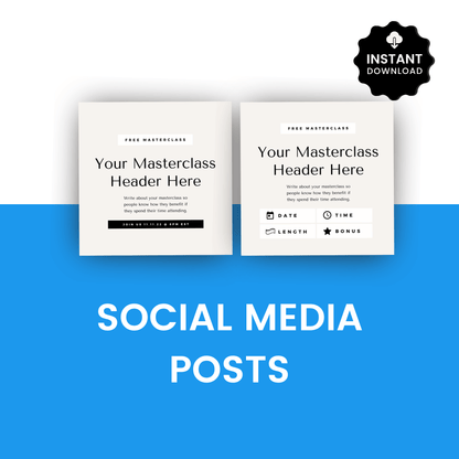 Two social media post templates with customizable text on a blue background.