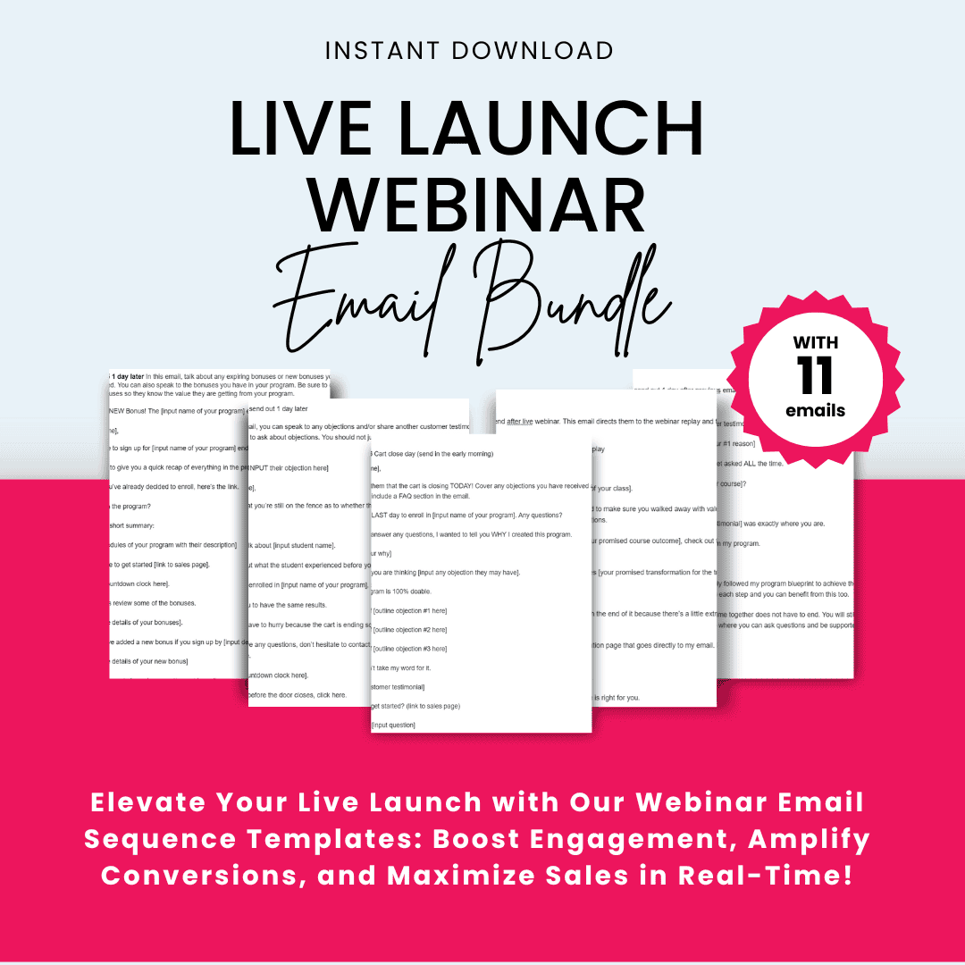 Live Launch Webinar Email Template Bundle