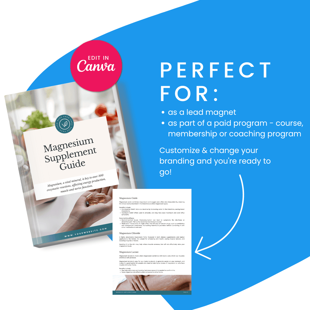 Magnesium Supplement Guide Perfect For Lead Magnet And Paid Program