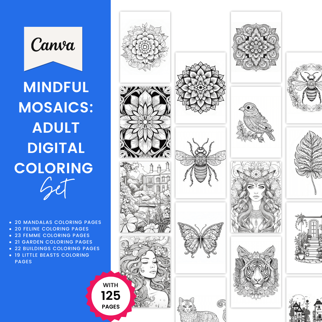 Mindful Mosaics: Adult Digital Coloring Set