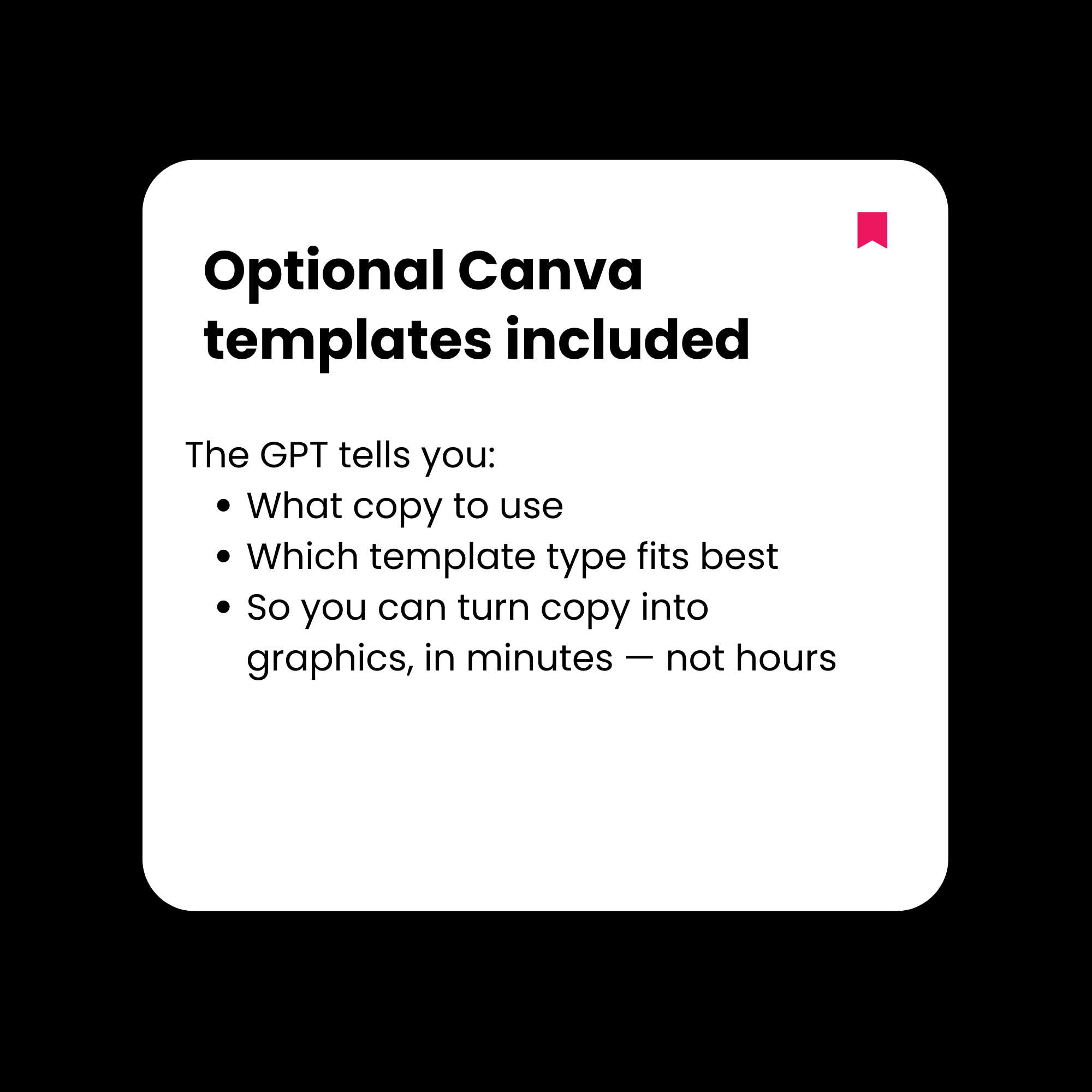 Text box with information about optional Canva templates and GPT assistance on a black background
