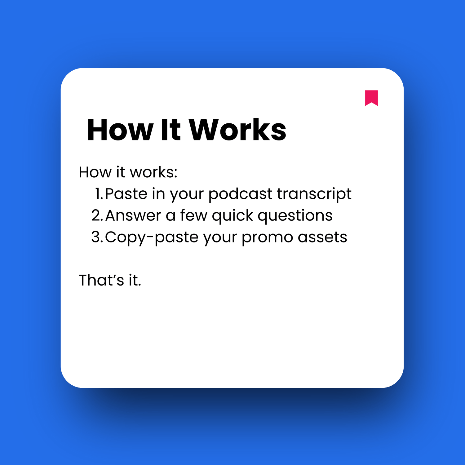 Instructions on how to use a service with a white square on a blue background
