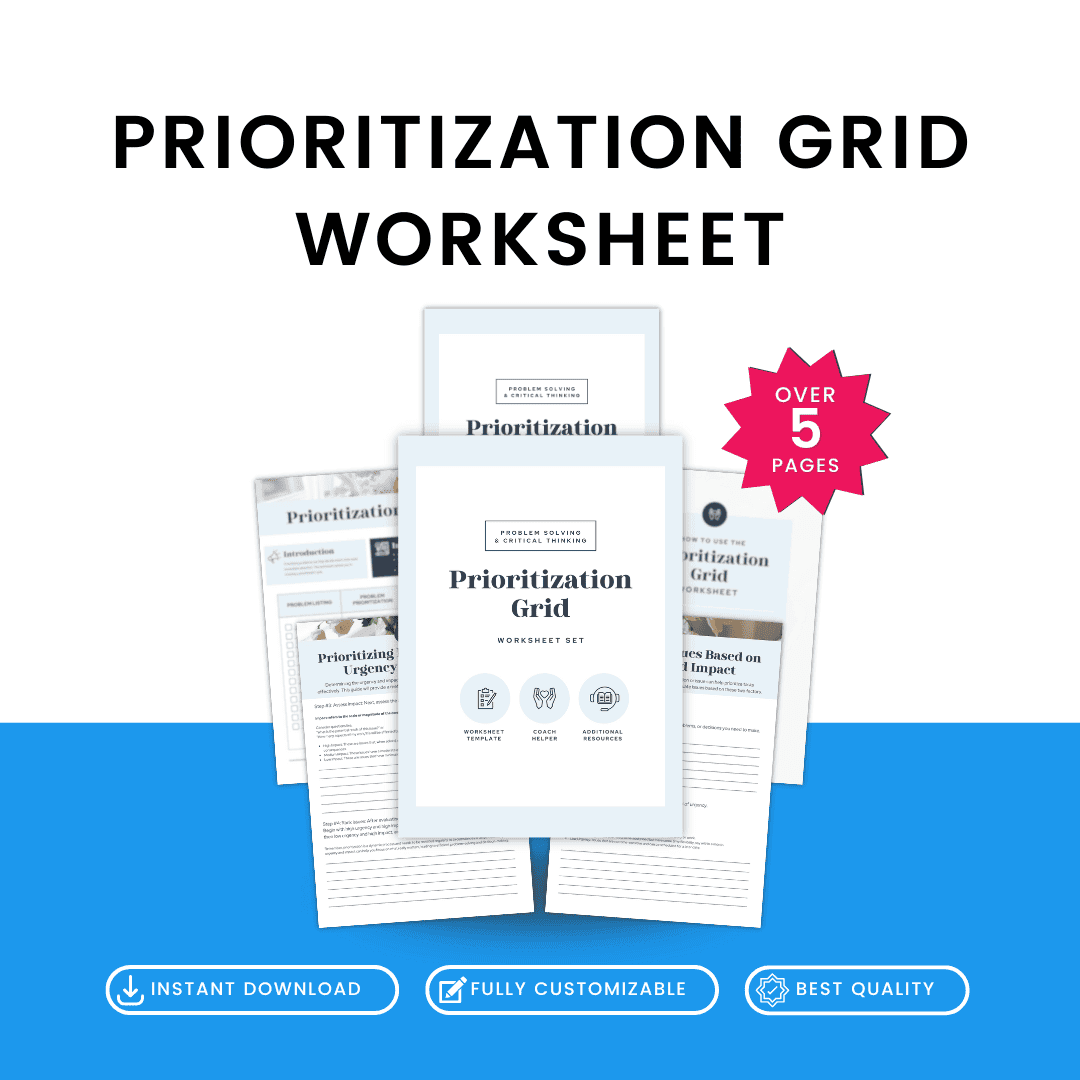 Prioritization Grid Worksheet Mockup