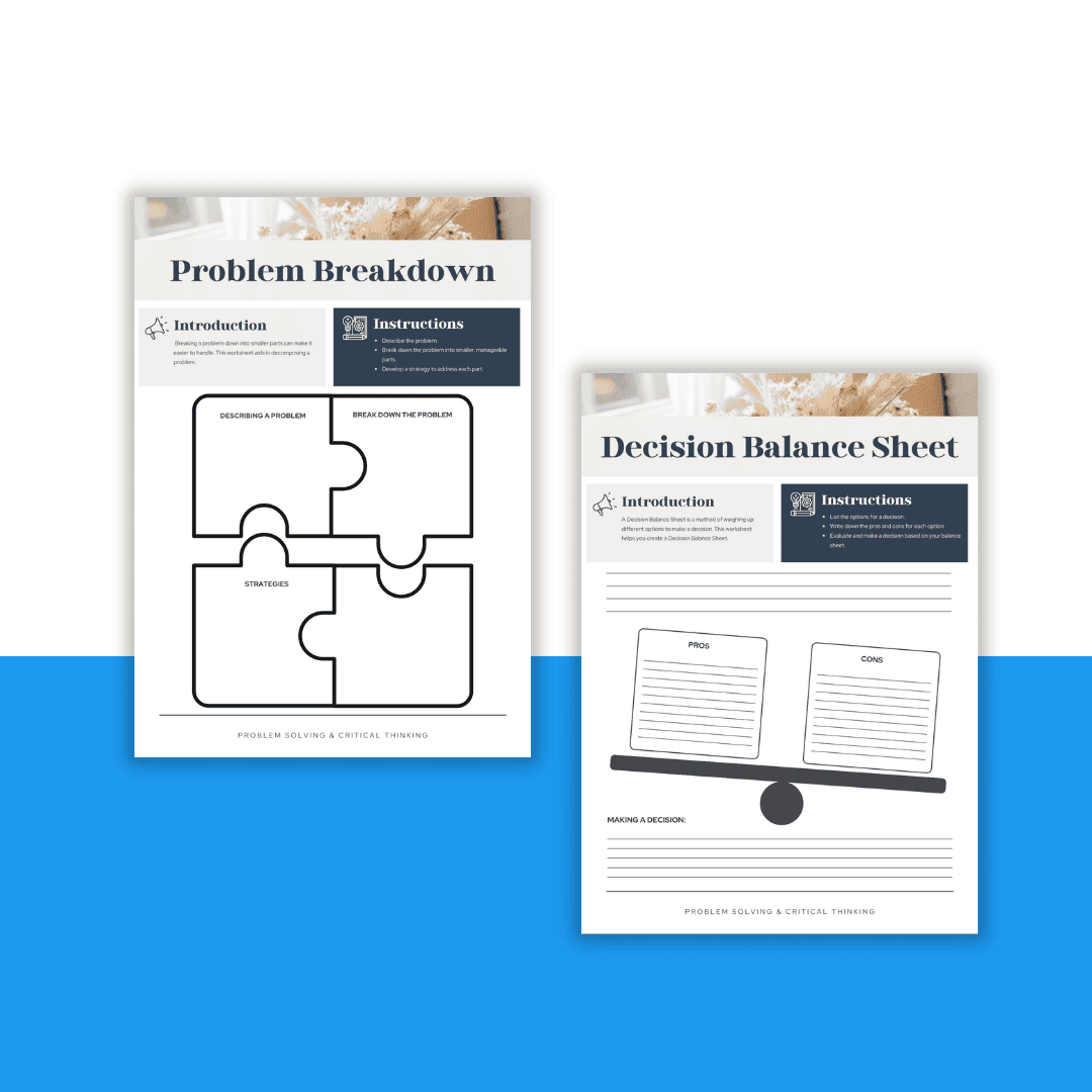 Problem Solving &amp; Critical Thinking Worksheet Bundle Template