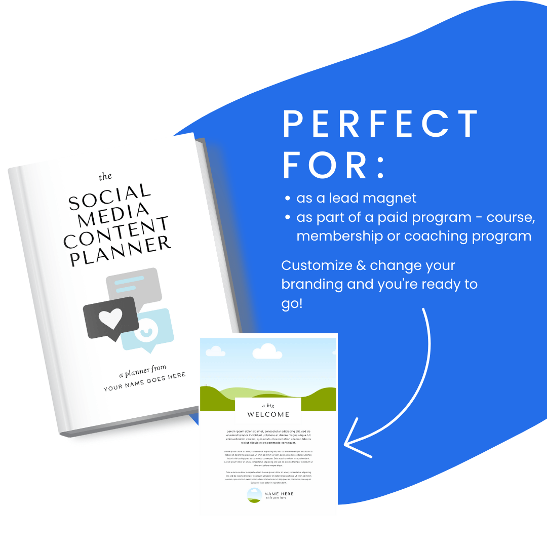 Social media Content Planner Use as a Lead Magnet or Part of a Paid Program